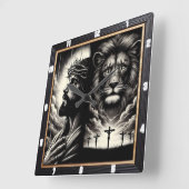 キリスト・ライオンカルヴァリ宗教 スクエア壁時計 (傾斜)