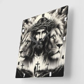 キリスト・ライオンズがスピリチュアル力を超える スクエア壁時計 (傾斜)