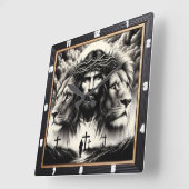 キリスト・ライオンズスピリチュアル スクエア壁時計 (傾斜)