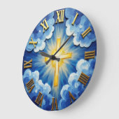 キリスト　天の太陽の爆発　厚い絵の具 ラージ壁時計 (傾斜)