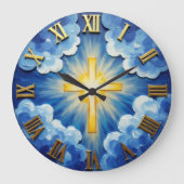 キリスト　天の太陽の爆発　厚い絵の具 ラージ壁時計 (正面)