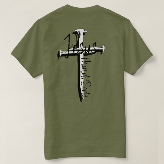 キリスト、精神、肉体 Tシャツ (デザイン裏面)