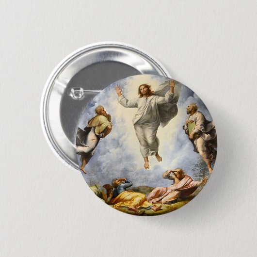 キリスト- Raphaello Sanzio 1520年の変容 缶バッジ (正面&裏面)
