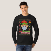 キリスメリートマスクサンタ小妖精や小人顔マスククリスマスウグ Tシャツ (正面フル)