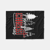 キリスメリートマスクリスチャンイエスクリスマスプジャスクスマス フリースブランケット (正面(横))