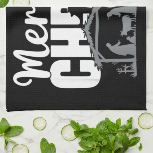 キリスメリートマスクリスチャンクリスマスイエズファミリー キッチンタオル (折り畳み)