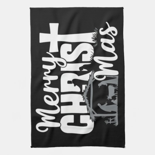 キリスメリートマスクリスチャンクリスマスイエズファミリー キッチンタオル (縦)