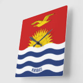 キリバス国旗の愛国心 スクエア壁時計 (傾斜)