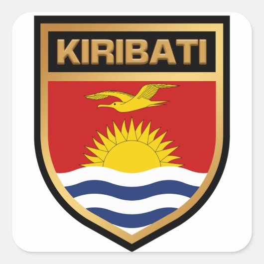 キリバス国旗の盾 スクエアシール (正面)