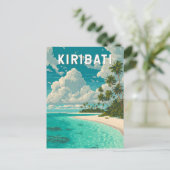 キリバス イラスト 旅行 アート ヴィンテージ ポストカード (スタンド正面)