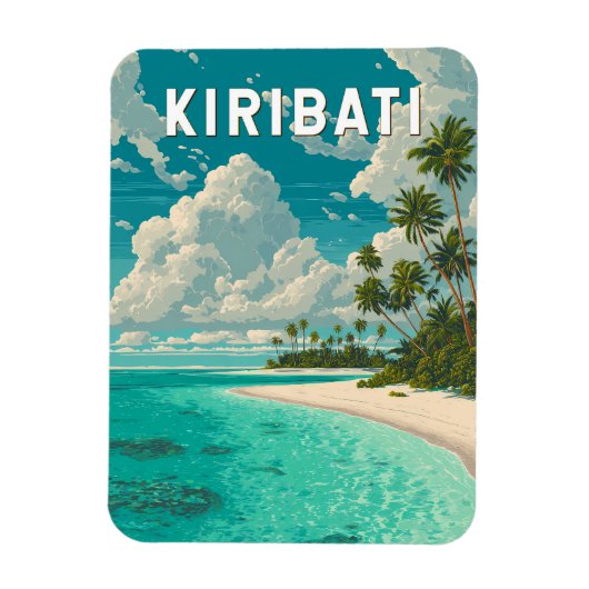 キリバス イラスト 旅行 アート ヴィンテージ マグネット (縦)