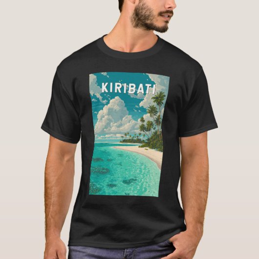 キリバス イラスト 旅行 アート ヴィンテージ Tシャツ (正面)