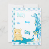 キリフモンキーアリゲーターベビーテディボーイシャワー 招待状 (裏面)