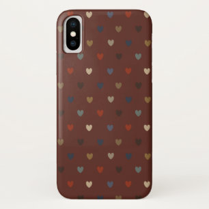 キリムブラウンのドットハート iPhone X ケース