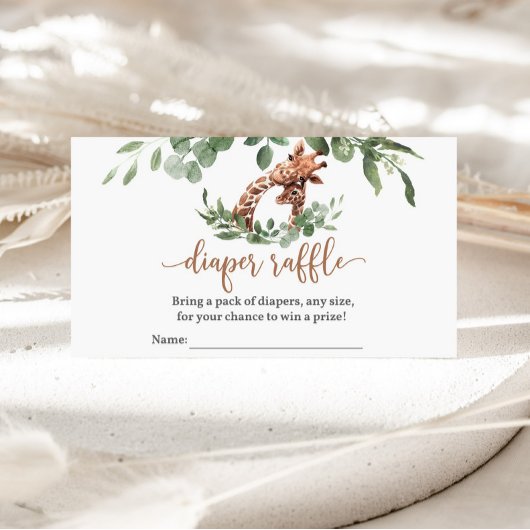 キリンおむつラッフル赤ちゃんシャワーエンクロージャカード エンクロージャーカード