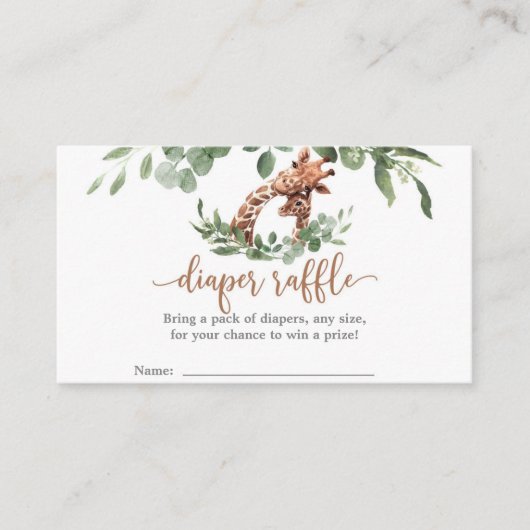 キリンおむつラッフル赤ちゃんシャワーエンクロージャカード エンクロージャーカード (正面)