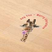 キリンおもしろいクリスマスカード – カスタム文字 アクリル招待状 (レイダウン)