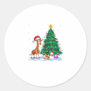 キリンおもしろいクリスマスツリーライトトナディアハットキリスト ラウンドシール