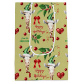 キリンおもしろいサンタハットホリークリスマス ミディアムペーパーバッグ (裏面)