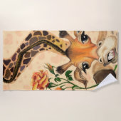 キリンおもしろいビーチタオル紳士バラ ビーチタオル (正面)