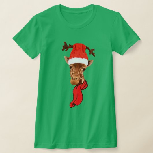 キリンおもしろいホリデーズクリスマスTシャツデザイン Tシャツ (レイダウン)