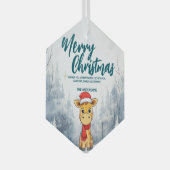 キリンおもしろいメリークリスマスツリー雪ホリデーパーティー ガラスオーナメント (正面右)