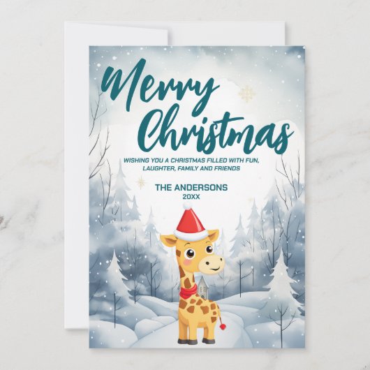 キリンおもしろいメリークリスマスツリー雪ホリデーパーティー シーズンカード (正面)