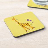 キリンおもしろいローラスケートで滑る黄ガーリー色 コースター (左側)