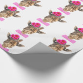 キリンおもしろい動物可愛い水色 ラッピングペーパー (角)