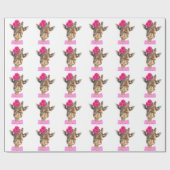 キリンおもしろい動物可愛い水色 ラッピングペーパー (フラット)