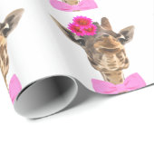 キリンおもしろい動物可愛い水色 ラッピングペーパー (ロールコーナー)