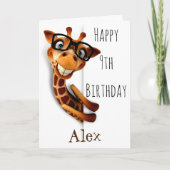 キリンおもしろい子供の誕生日グリーティングカード カード (正面)