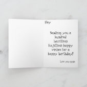 キリンおもしろい子供の誕生日グリーティングカード カード (内部)