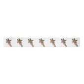 キリンおもしろい舌を出してウインクよくはしゃぐ漫画 サテンリボン (正面)