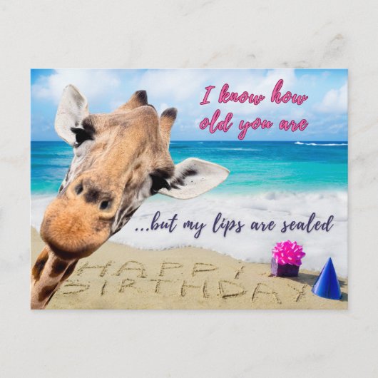 キリンおもしろい誕生日 – 唇は封印されている ポストカード (正面)