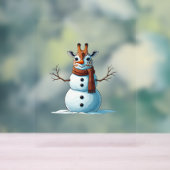 キリンおもしろい雪だるまスカーフクリスマスウォメンズ アクリルサイン (ニュートラル)