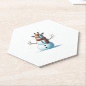 キリンおもしろい雪だるまスカーフクリスマスウォメンズ ペーパーコースター (アングル)