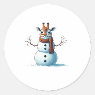 キリンおもしろい雪だるまスカーフクリスマスウォメンズ ラウンドシール