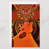 キリンおもしろい：アフリカの万華鏡チャーム 便箋 (正面/裏面)