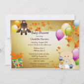 キリンおもしろい、男の赤ちゃん、カップケーキのベビーシャワー 招待状 (裏面)