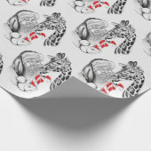 キリンおよびサンタクロースのクリスマス ラッピングペーパー (角)