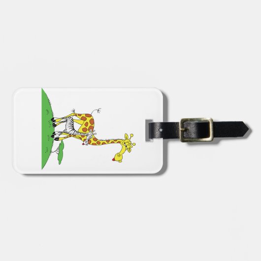 キリンおよびシマウマの荷物のラベル ラゲッジタグ (正面横)