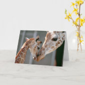 キリンおよびベビーのメッセージカード カード (黄色い花)