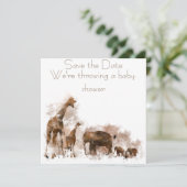 キリンおよびベビー-招待状 セーブザデート (スタンド正面)