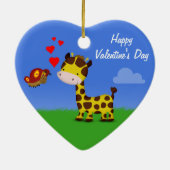 キリンおよび蝶バレンタインデー セラミックオーナメント (裏面)