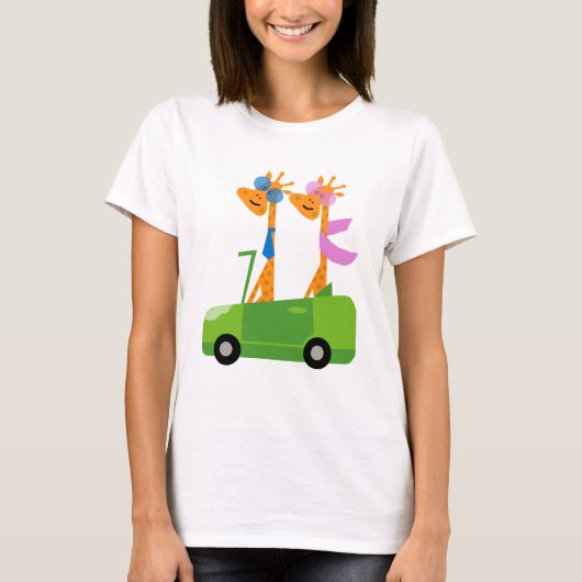 キリンおよび車 Tシャツ (正面)