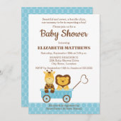 キリンお洒落とライオンの赤ちゃんシャワー 招待状 (正面/裏面)