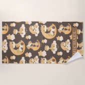 キリンお洒落オンクラウドパターン名前をカスタムする ビーチタオル (正面)