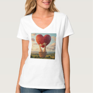 キリンお洒落カップル熱気球Tシャツ – Tシャツ