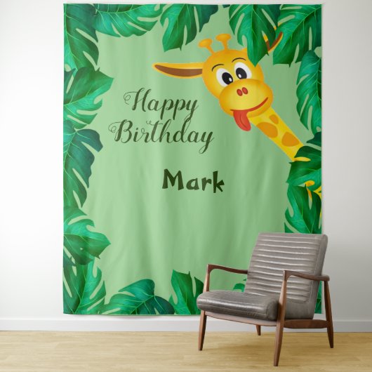 キリンお洒落サファリ誕生日写真の背景 タペストリー (インサイチュ)